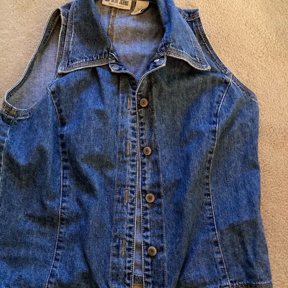 Gap Blue Jeans Top Vintage Denim Sleeveless 90s Size: S Color: Blue